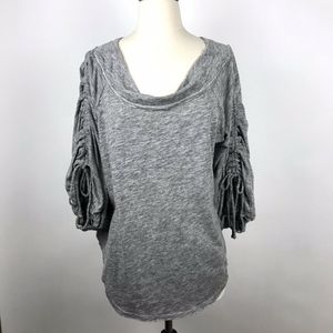 We The Free Gray Oversized Slouchy Ruched Top